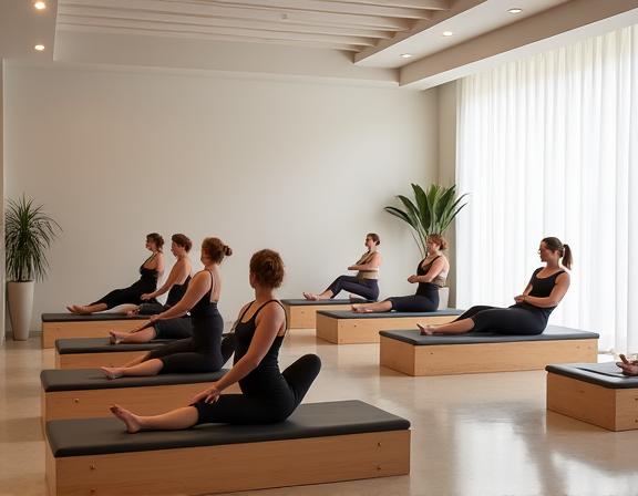 Una clase de pilates de precisión en un estudio boutique